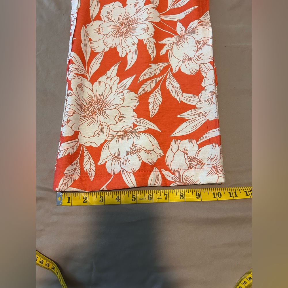 NWT Bettina Star Wide Leg Crop Hawaiian Pants Hot Coral/White Size L Tropical - Picture 11 of 11